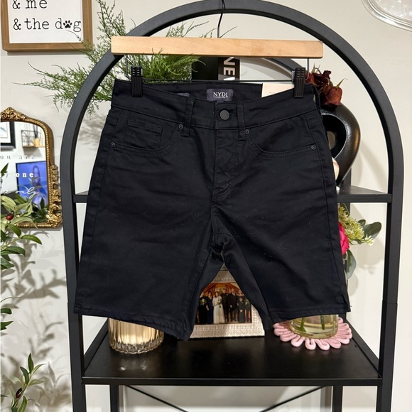 NYDJ Black High Waist Shorts Classic Chino Style size 2 petite - Picture 1 of 8
